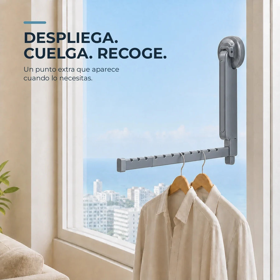Fotografía del producto Tendedero colgador de ropa con ventosa plegable