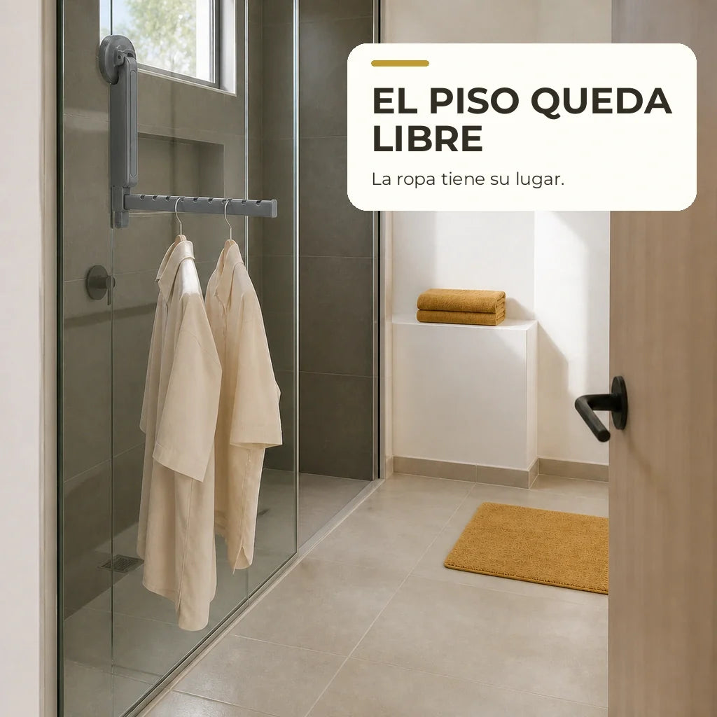 Tendedero plegable gris que deja el piso libre y la ropa organizada